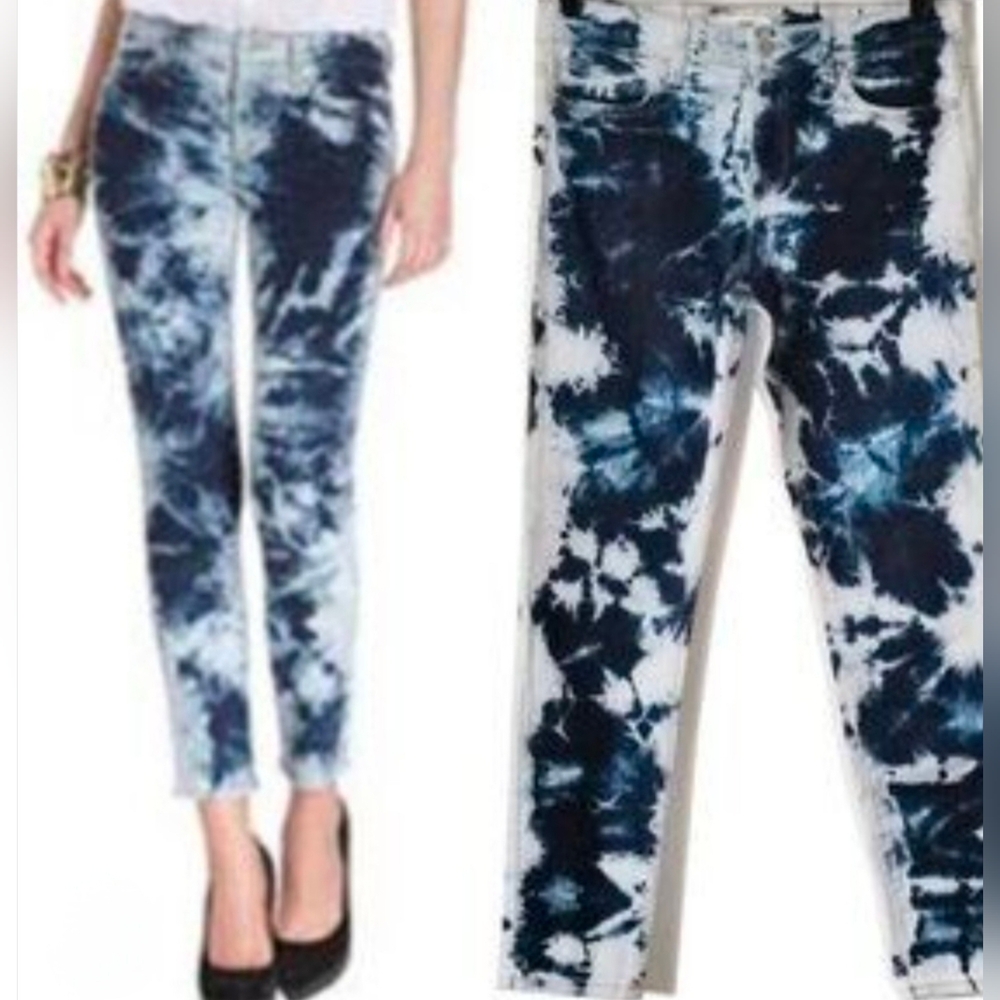 New Else Women's Tye Dye Acid Washed Ankle Skinny Stretch Mid Rise Jeans Size 24